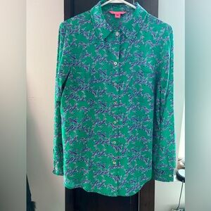 Lilly Pulitzer Green Zebra print button down.